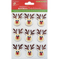 Christmas Glitter Stickers - Reindeer Face, 9Pc