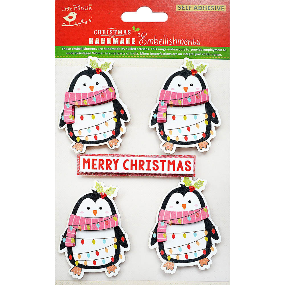 Christmas Stickers - Penguin, 5Pc
