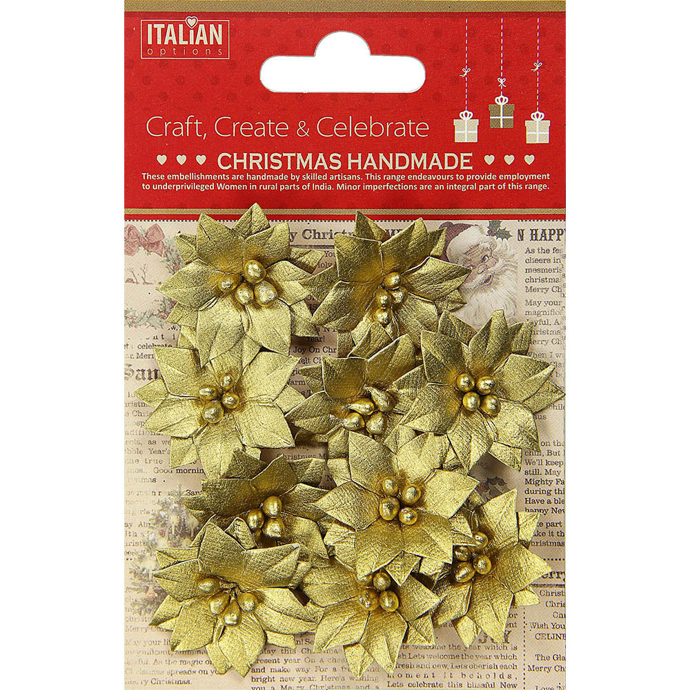 Shiny Poinsettia - Gold, 10Pc