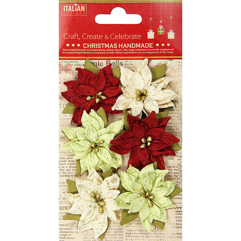 Christmas Flowers -Poinsettia, 6Pc