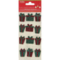 Christmas 3D Mini Glitter Stickers - Red & Green, 12Pc
