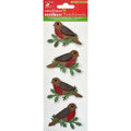 Christmas Glitter Stickers - Robin, 4Pc