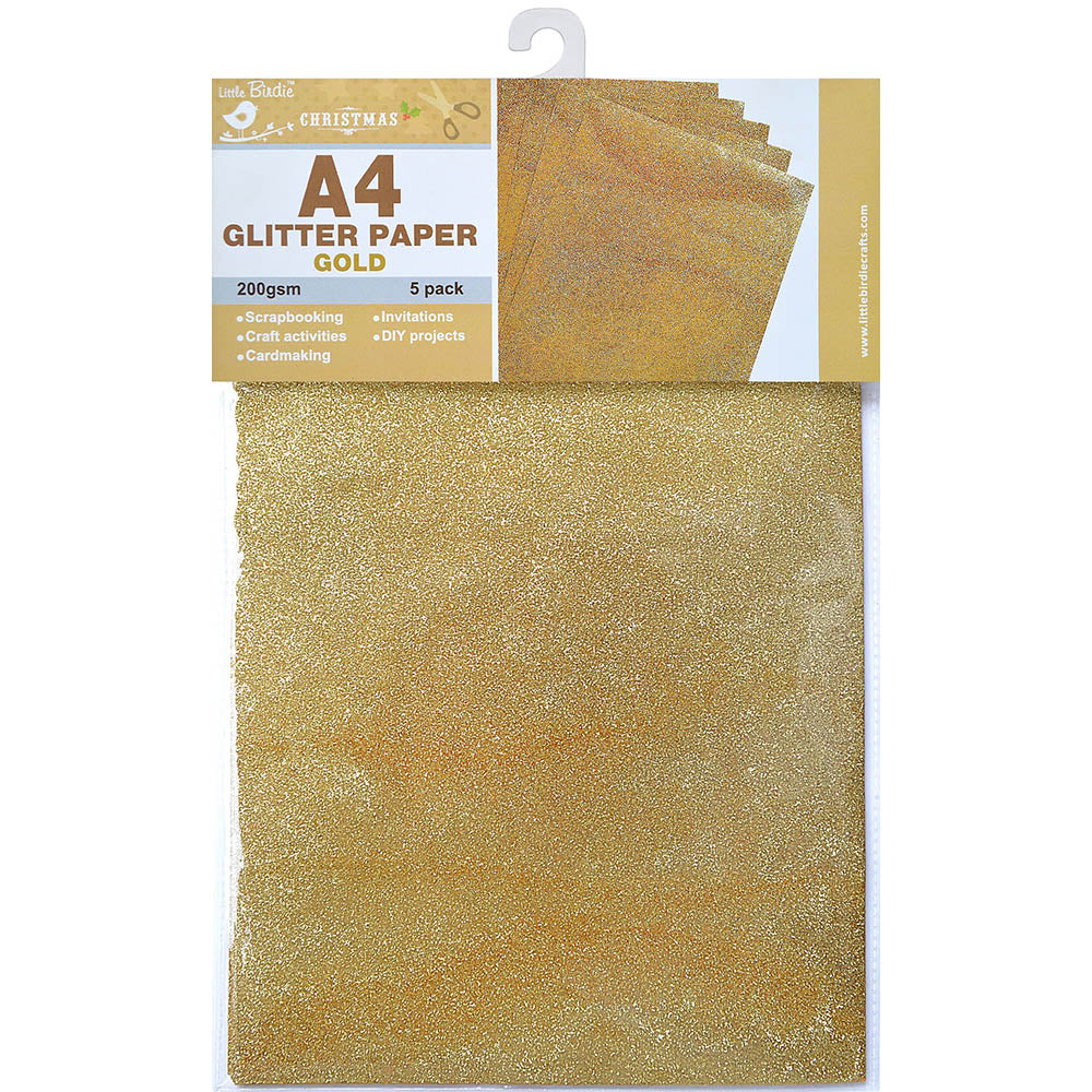Handmade Glitter Sheet A4 - Gold, 5Pc