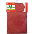 Handmade Glitter Sheet A4 - Red, 5Pc