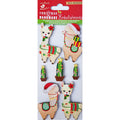 Christmas Glitter Stickers - Sparkle Llama, 7Pc