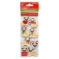 Christmas Glitter Stickers - Pugs, 9Pc
