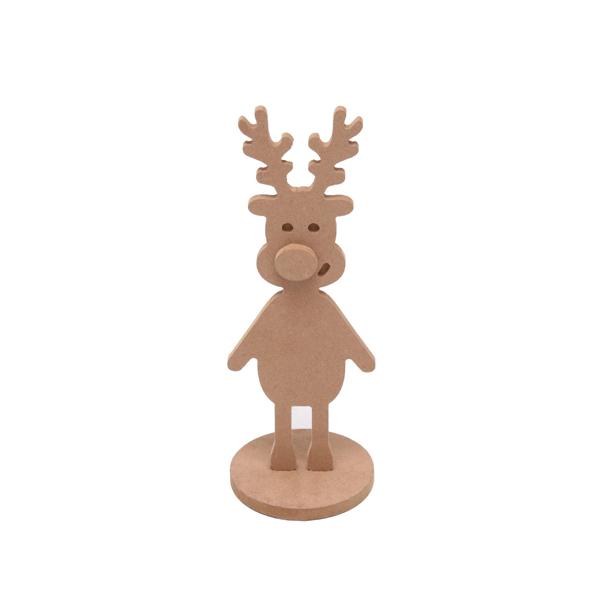 MDF Standing Reindeer With Base, Width 3 X Height  8.5 Base 3 Dia, 1pc