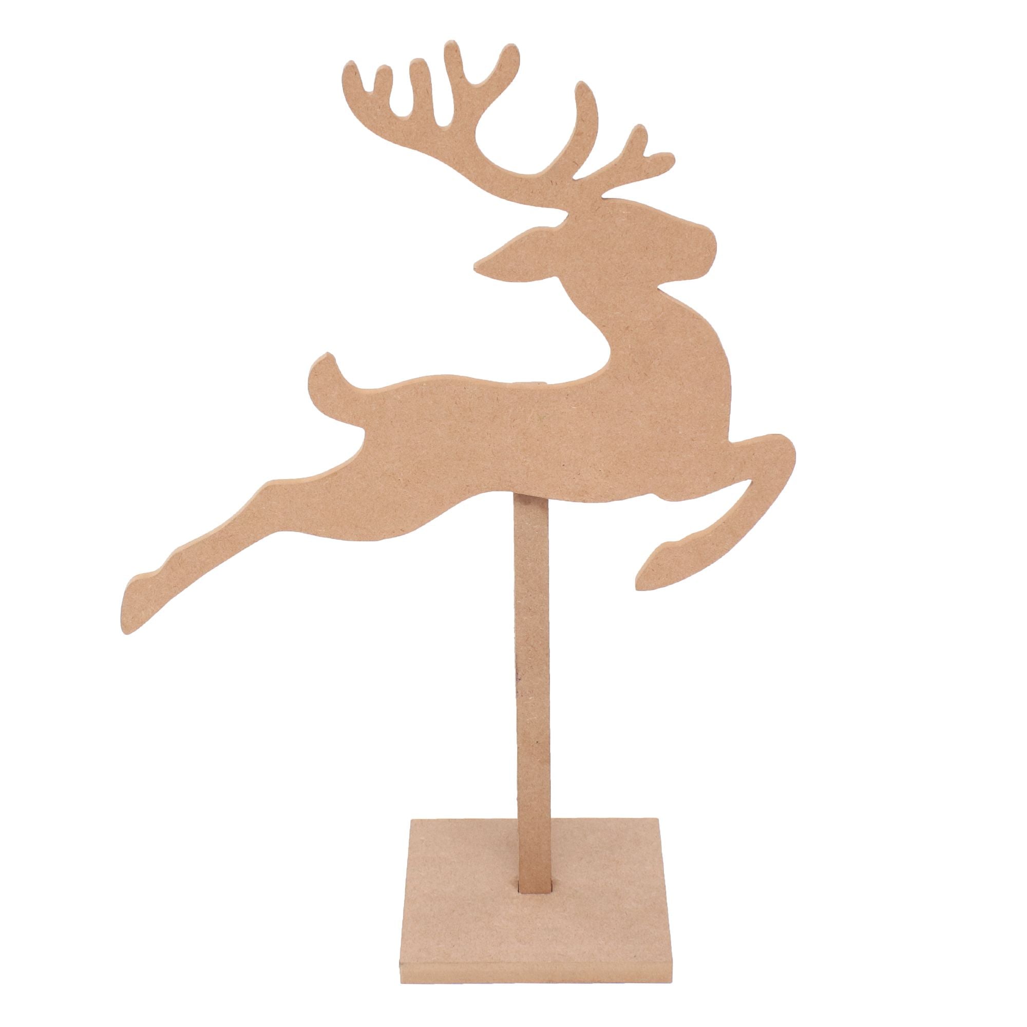 MDF Standing Reindeer With Base, Thickness  5.5mm, Approx Width 11.5 X Height  17.3 (Base 5x5 ), 1pc