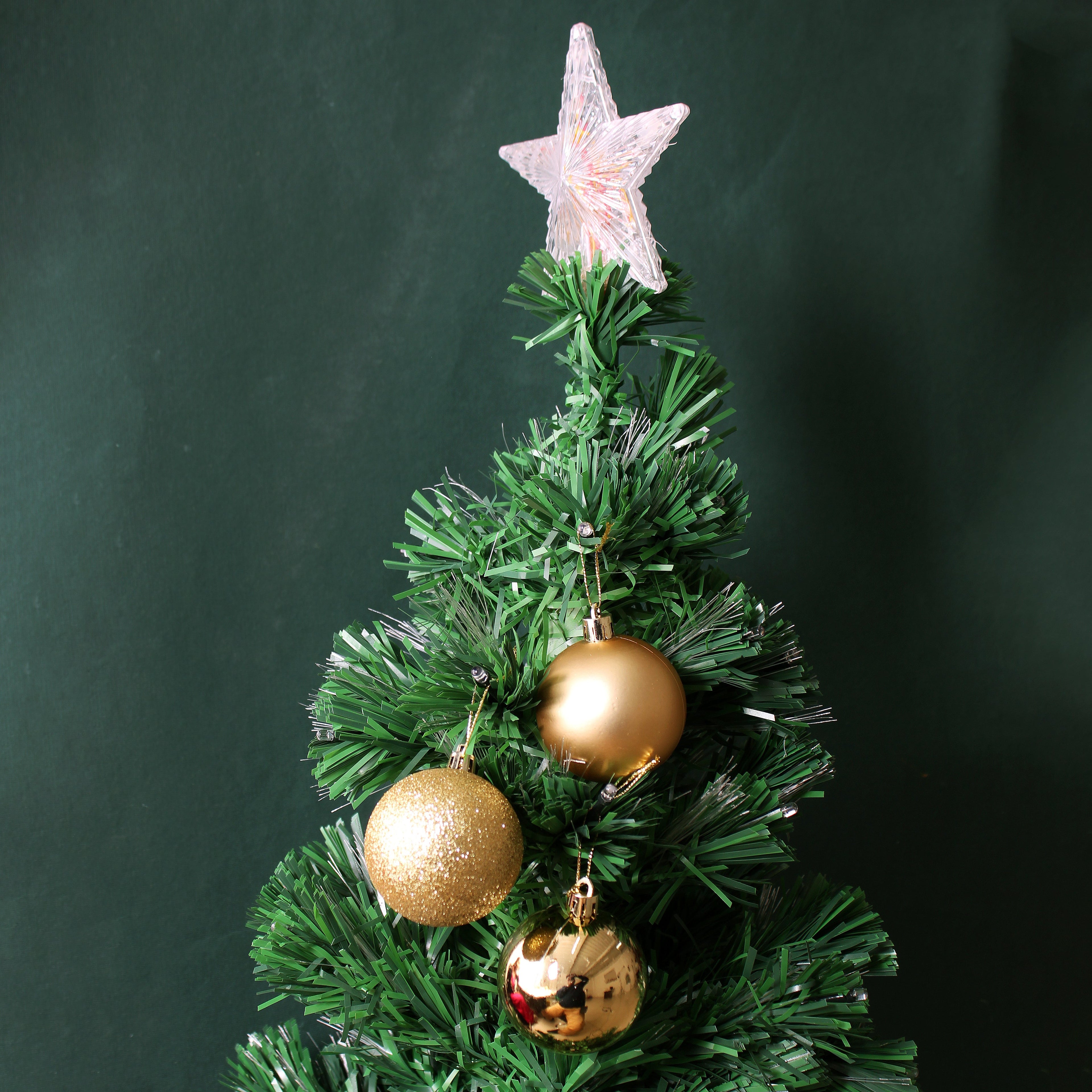 Christmas Tree Decoration Baubles Gold (Matte, Glossy & Glitter) 6pc Acetate