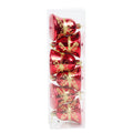 Christmas Tree Hanging Decoration Gold Glitter Printed Bells Red W25 X 7.5 X 5.5cm 6pc Acetate