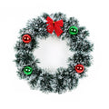 Christmas Wreath Tinsel With Baubles And Bow Green And White 10inch 1pc