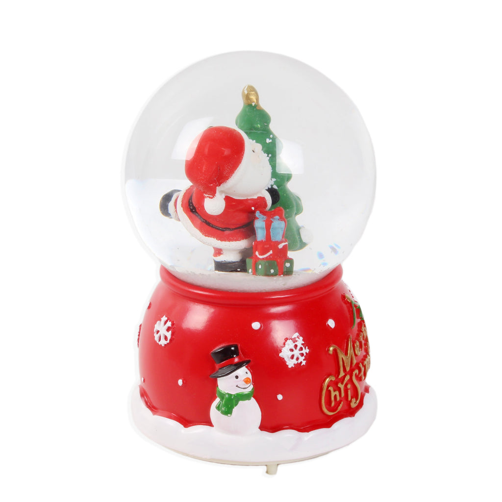 Christmas Musical Snow Globe Santa With Gift Box & Tree 5inch 1pc Box IB