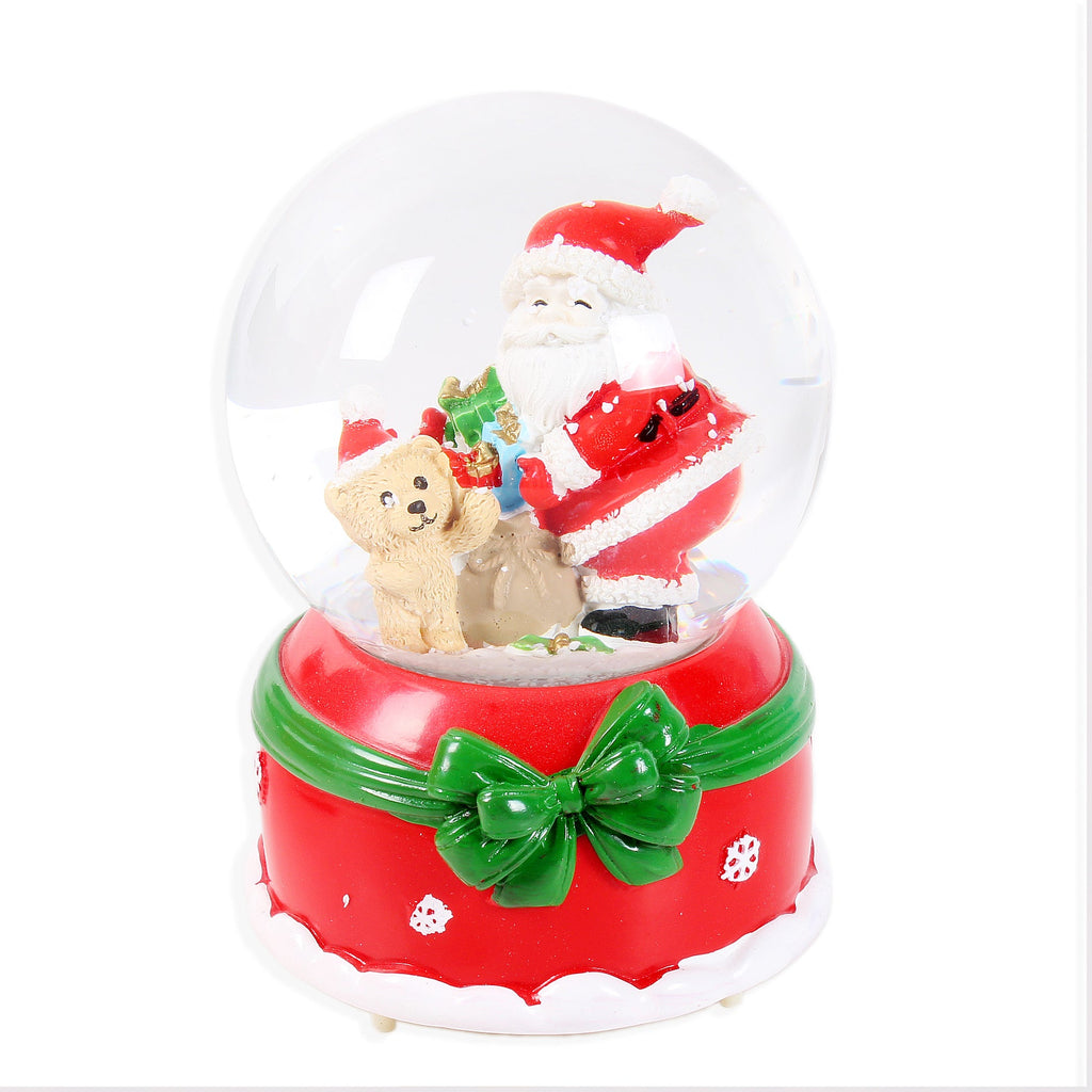 Christmas Musical Snow Globe Santa And Teddy 5inch 1pc Box IB