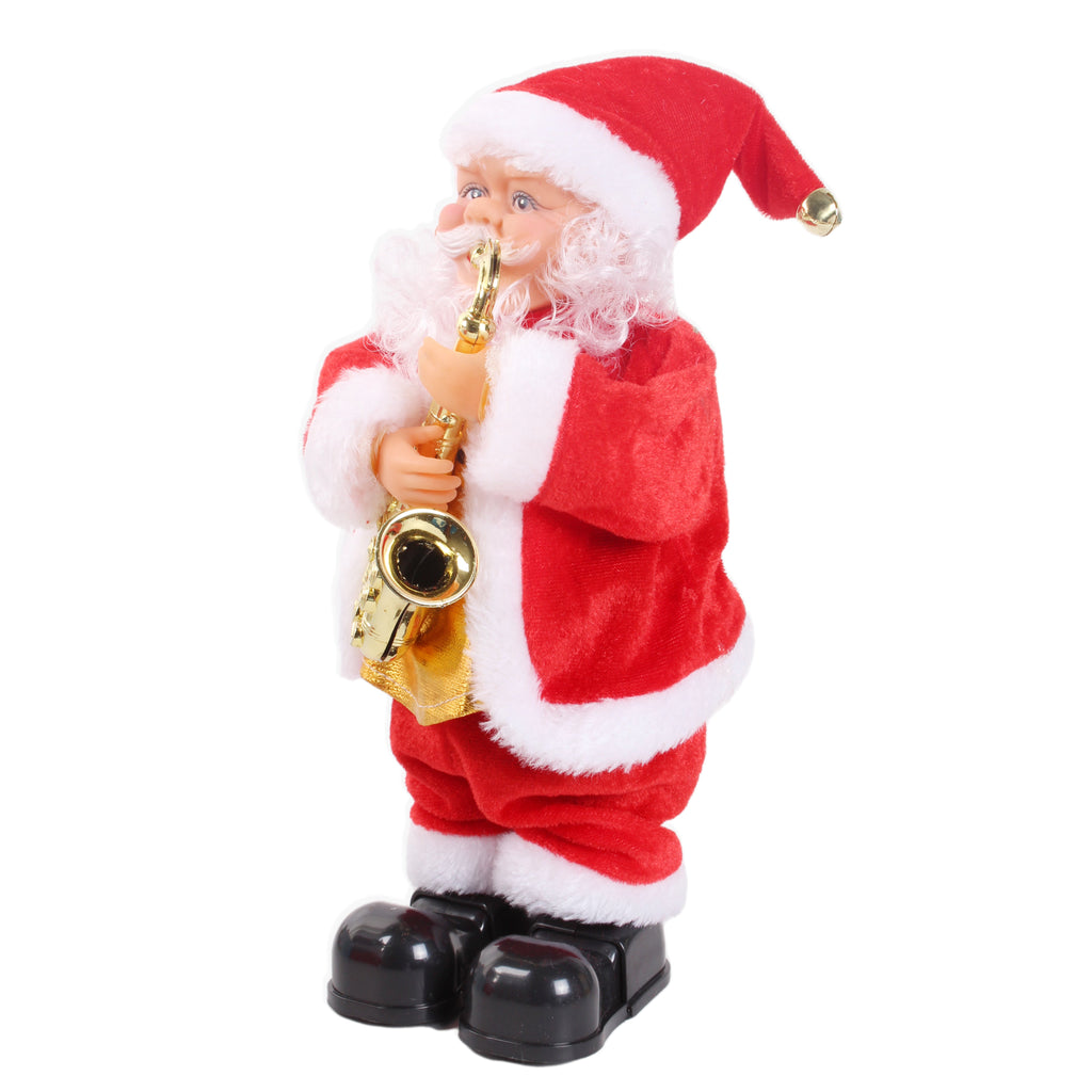 Christmas Toy Musical Moving Santa With Saxophone/Merry Christmas/Jingle Bells Assorted - 10inch 1pc Box IB