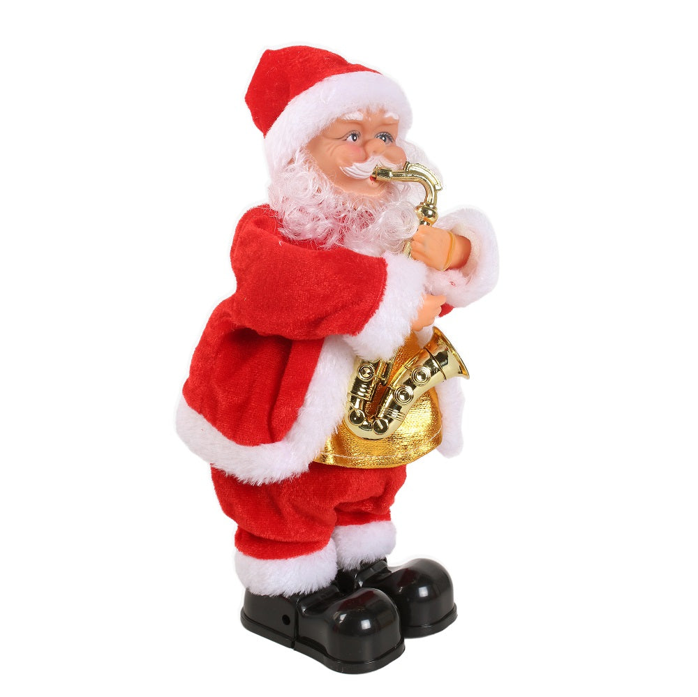 Christmas Toy Musical Moving Santa With Saxophone/Merry Christmas/Jingle Bells Assorted - 10inch 1pc Box IB