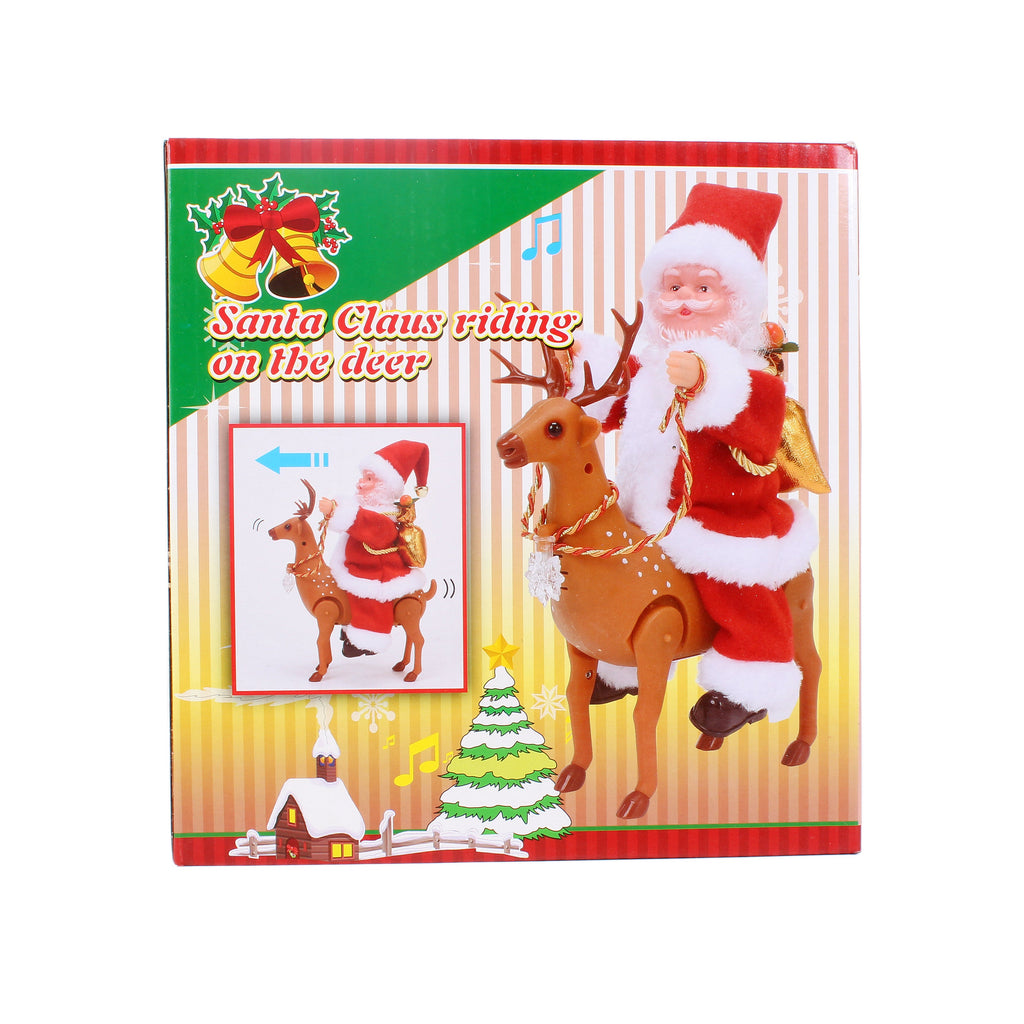 Christmas Toy Musical Santa Riding On The Deer 11inch 1pc Box IB