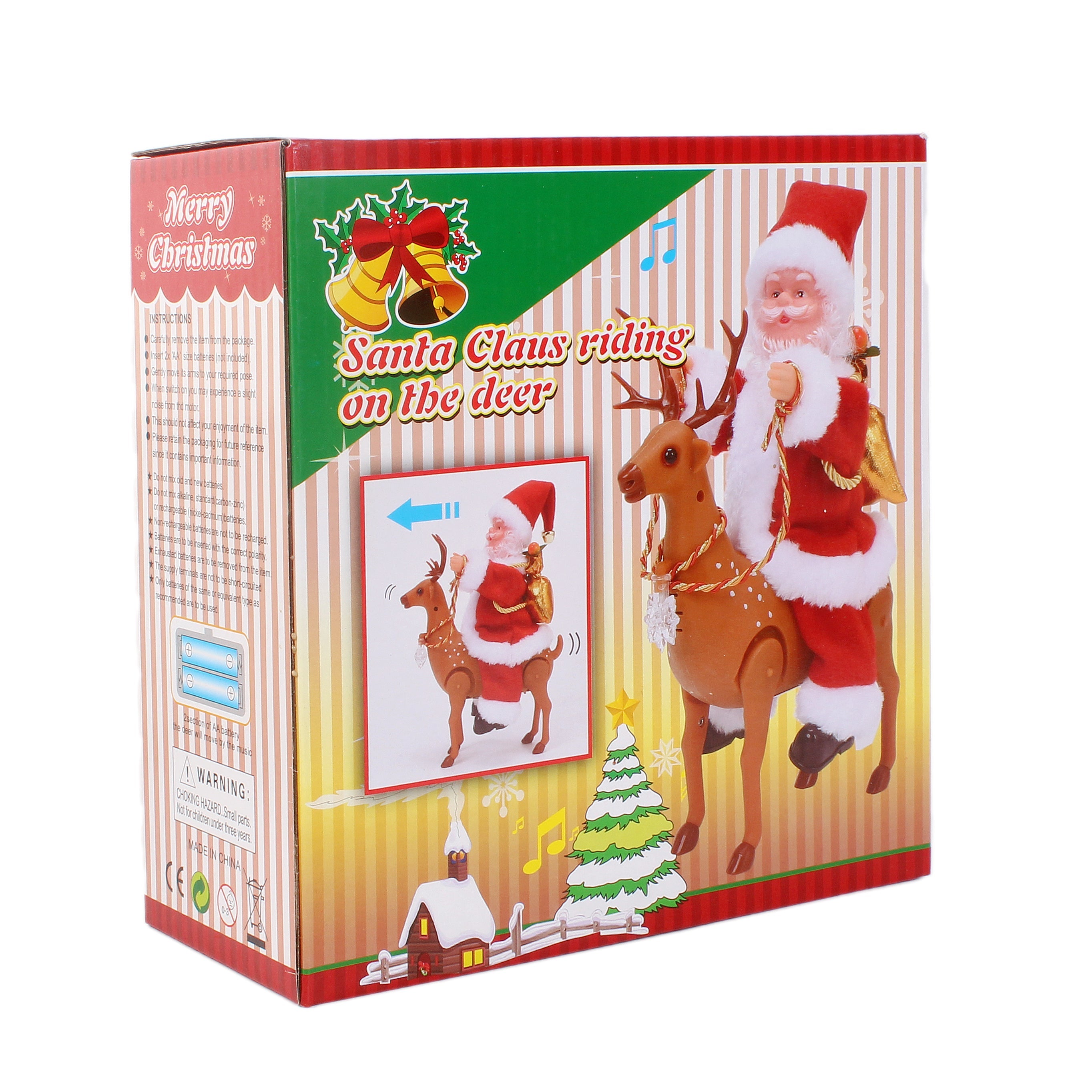 Christmas Toy Musical Santa Riding On The Deer 11inch 1pc Box IB