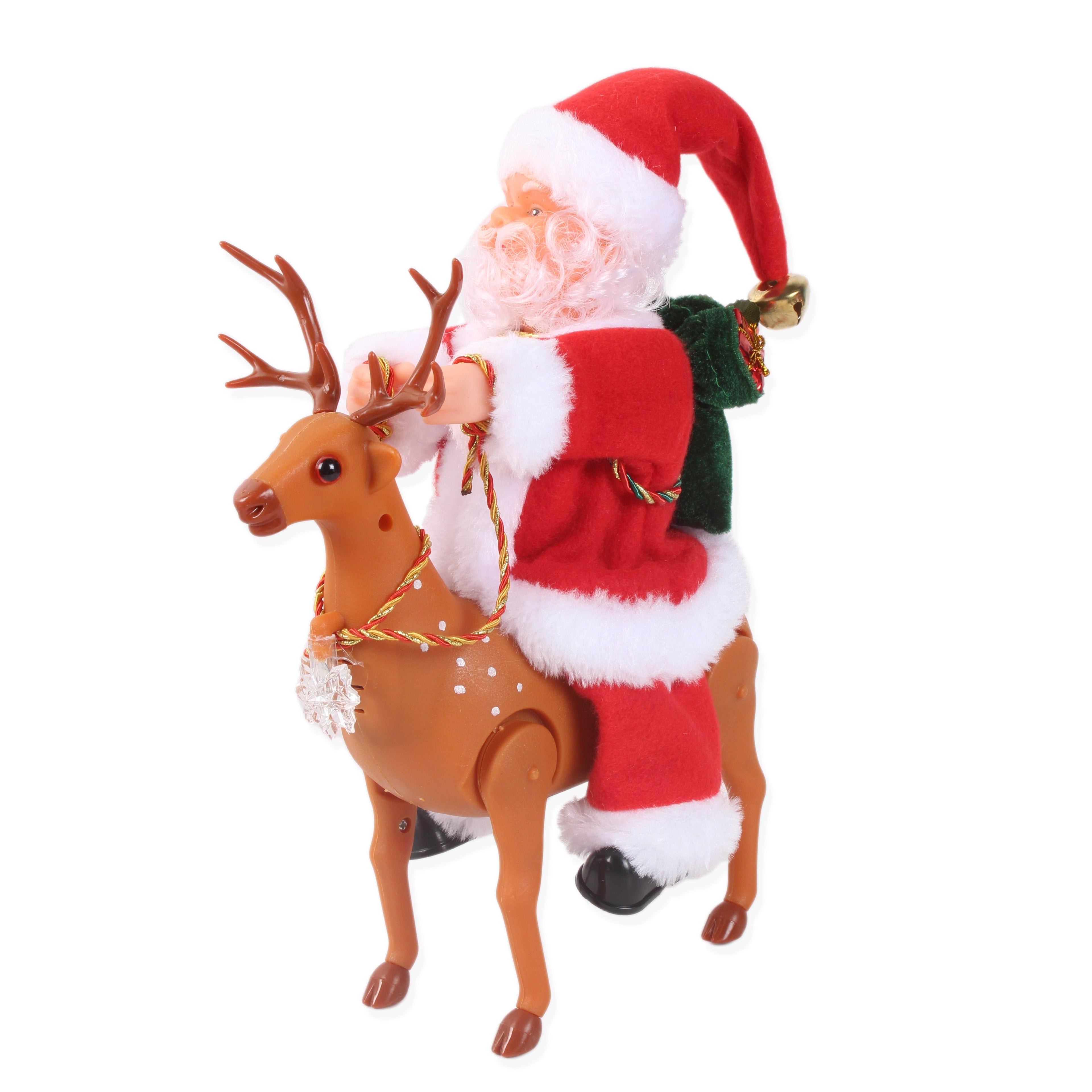 Christmas Toy Musical Santa Riding On The Deer 11inch 1pc Box IB
