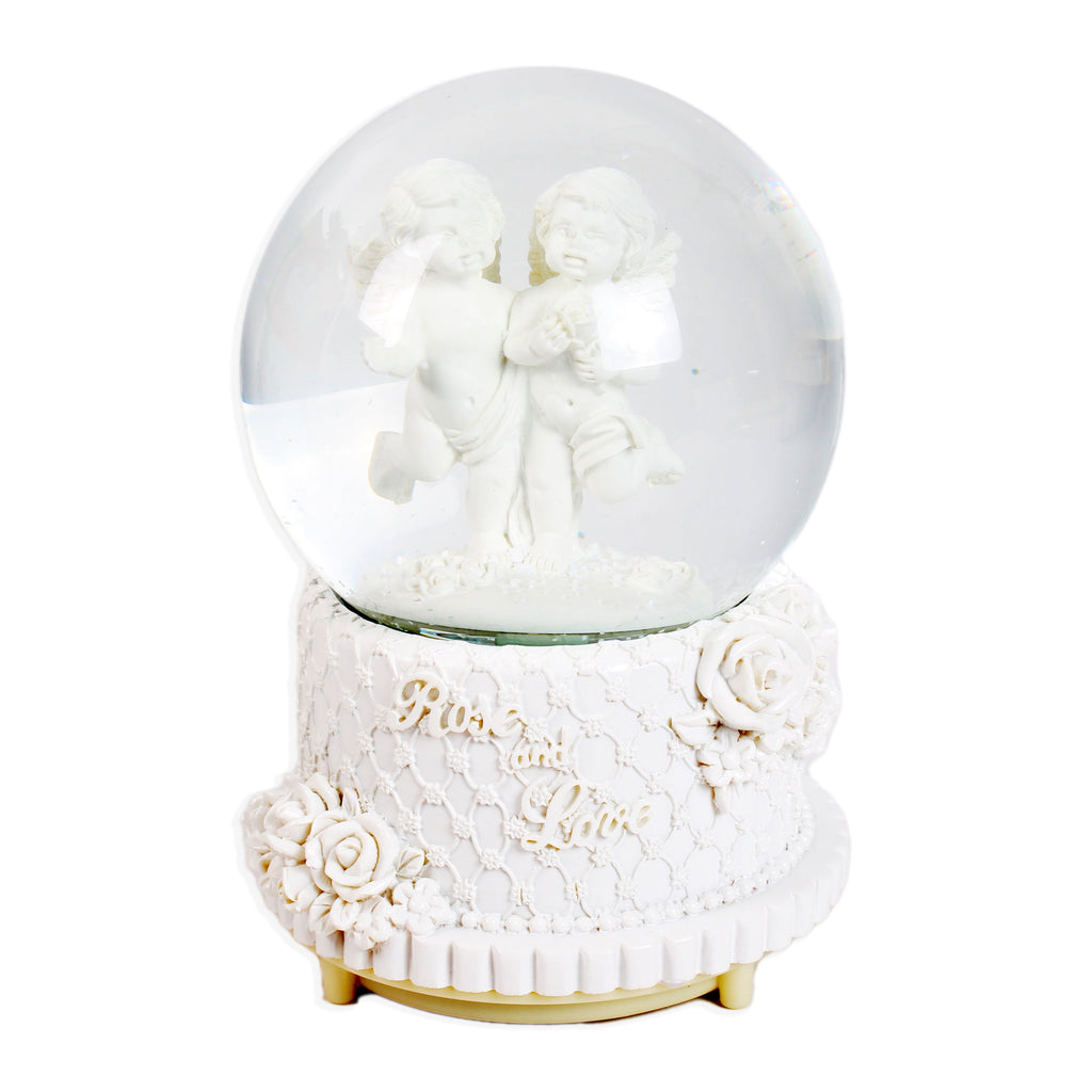 Christmas Snow Globe Angel Cupid with Music & Lights 6.5inch 1pc Box IB