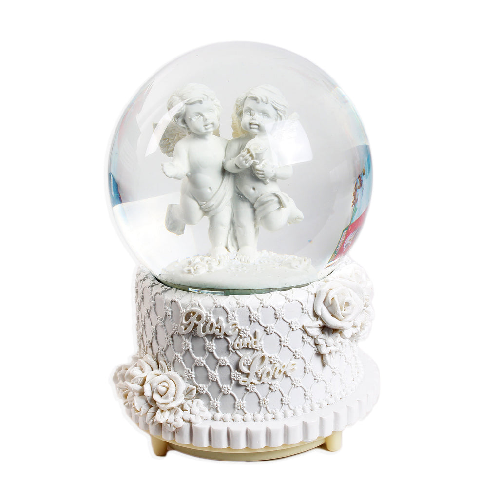Christmas Snow Globe Angel Cupid with Music & Lights 6.5inch 1pc Box IB