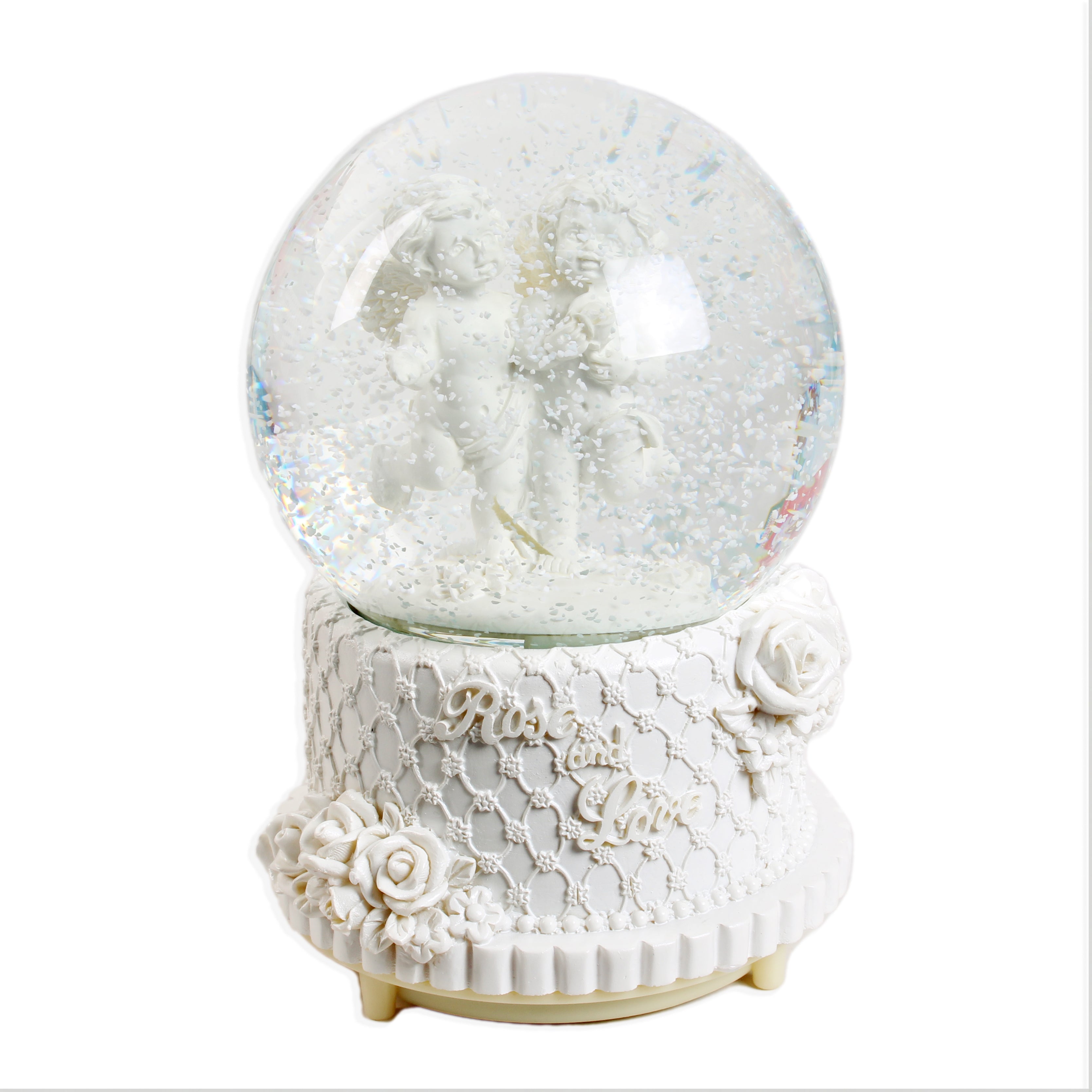 Christmas Snow Globe Angel Cupid with Music & Lights 6.5inch 1pc Box IB