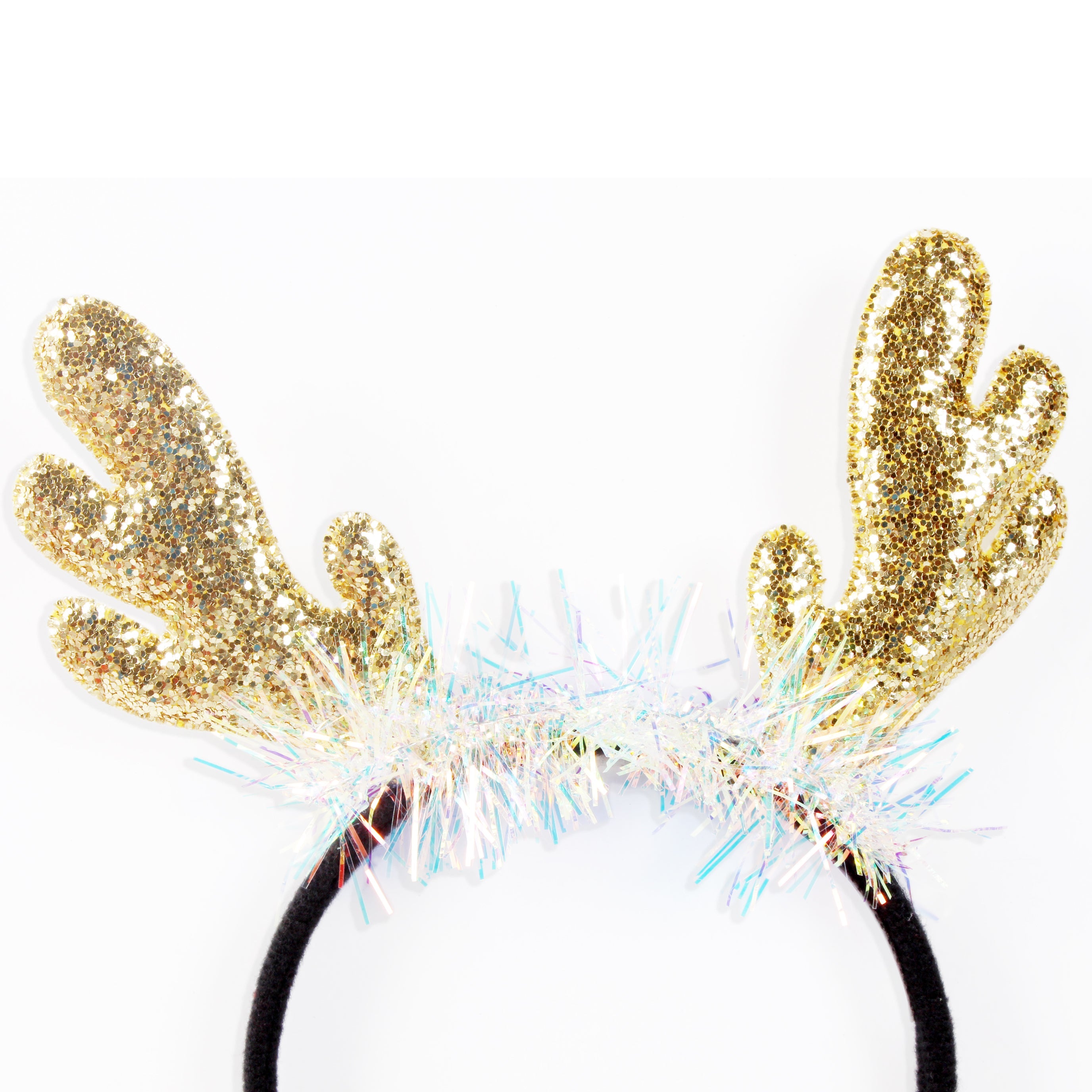 Christmas Hairband Reindeer Glitter With Tinsel Assorted Colour 1pc IB