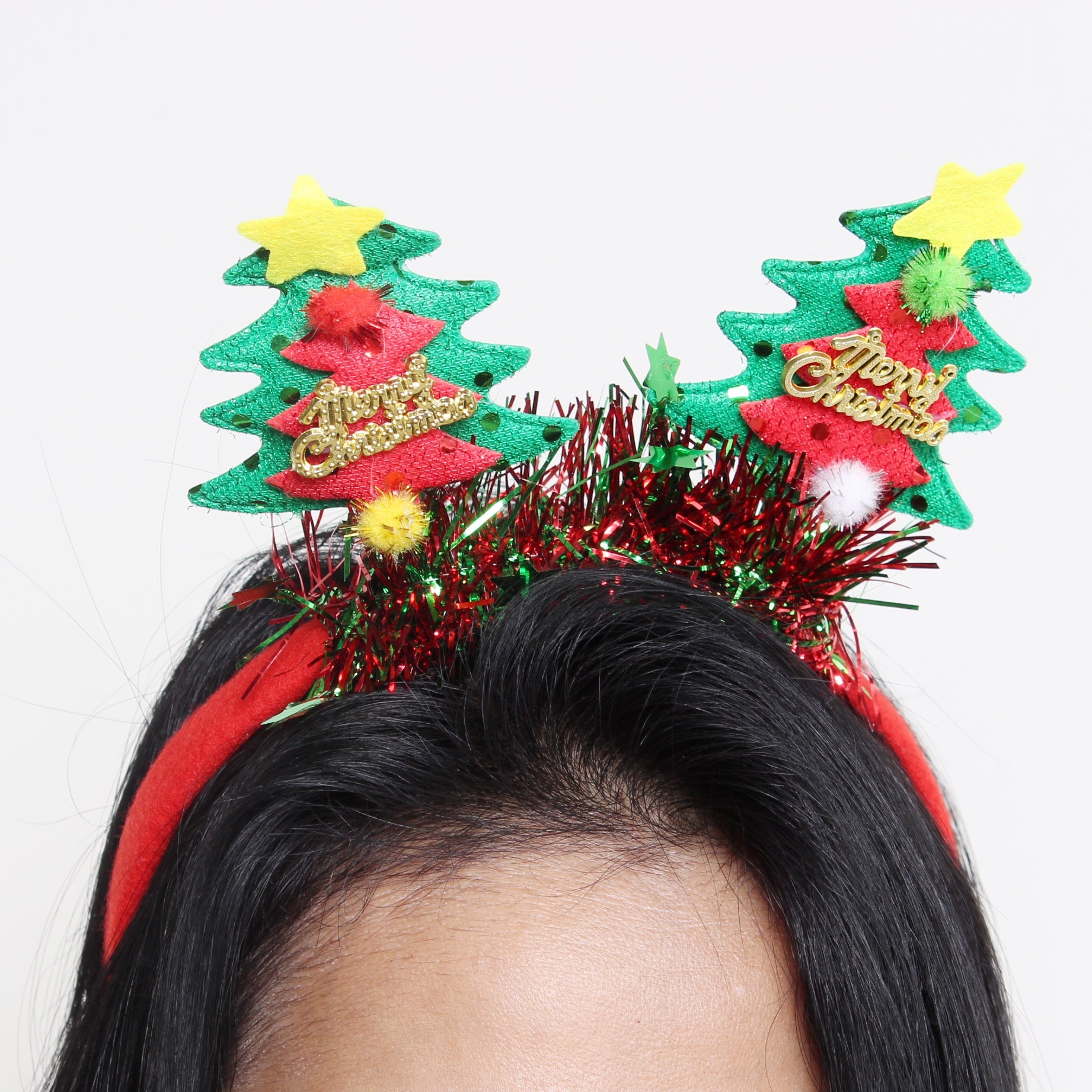 Christmas Hairband Reindeer Tree With Tinsel 1pc IB