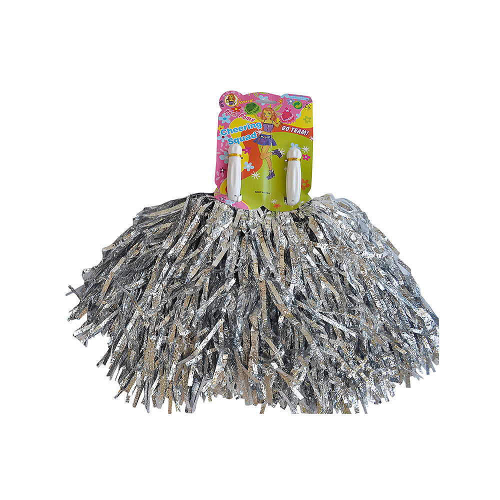 Itsy Bitsy Shiny Pom Pom 2Pc- Silver