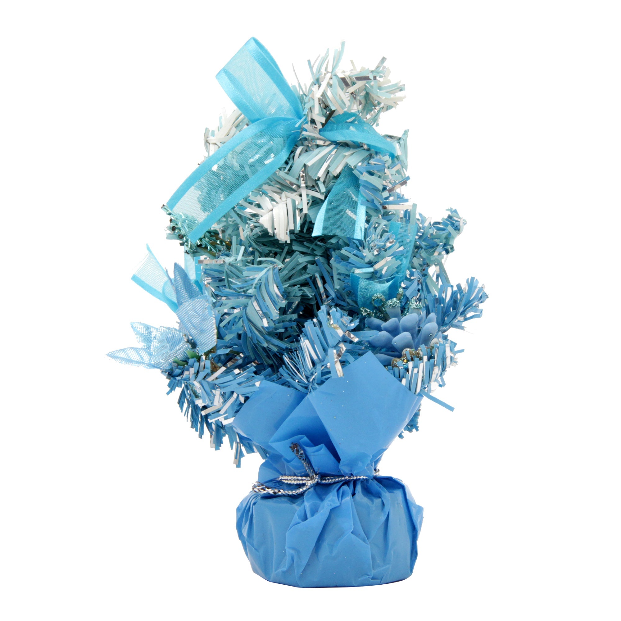 Christmas Tree Ball W/Net Flower & Bow Des Blue 180Mm X 90Mm X 20Mm 1Pc