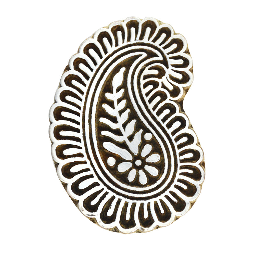 Hand Carved Wooden Printing Block Traditional Floral 85mm X 45mm 1pc