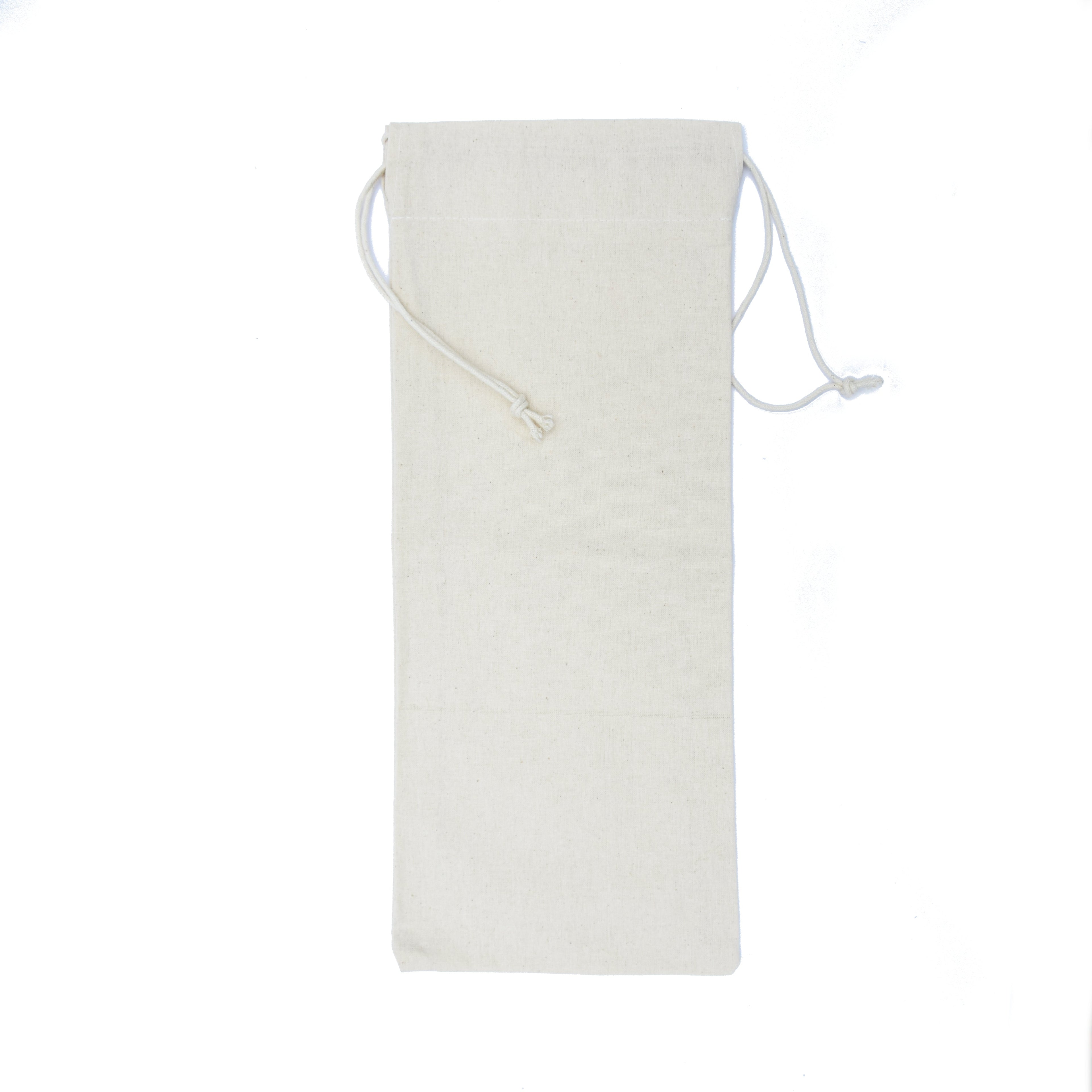 Canvas Wine Bag 6X15 In Approx White 1 Pc