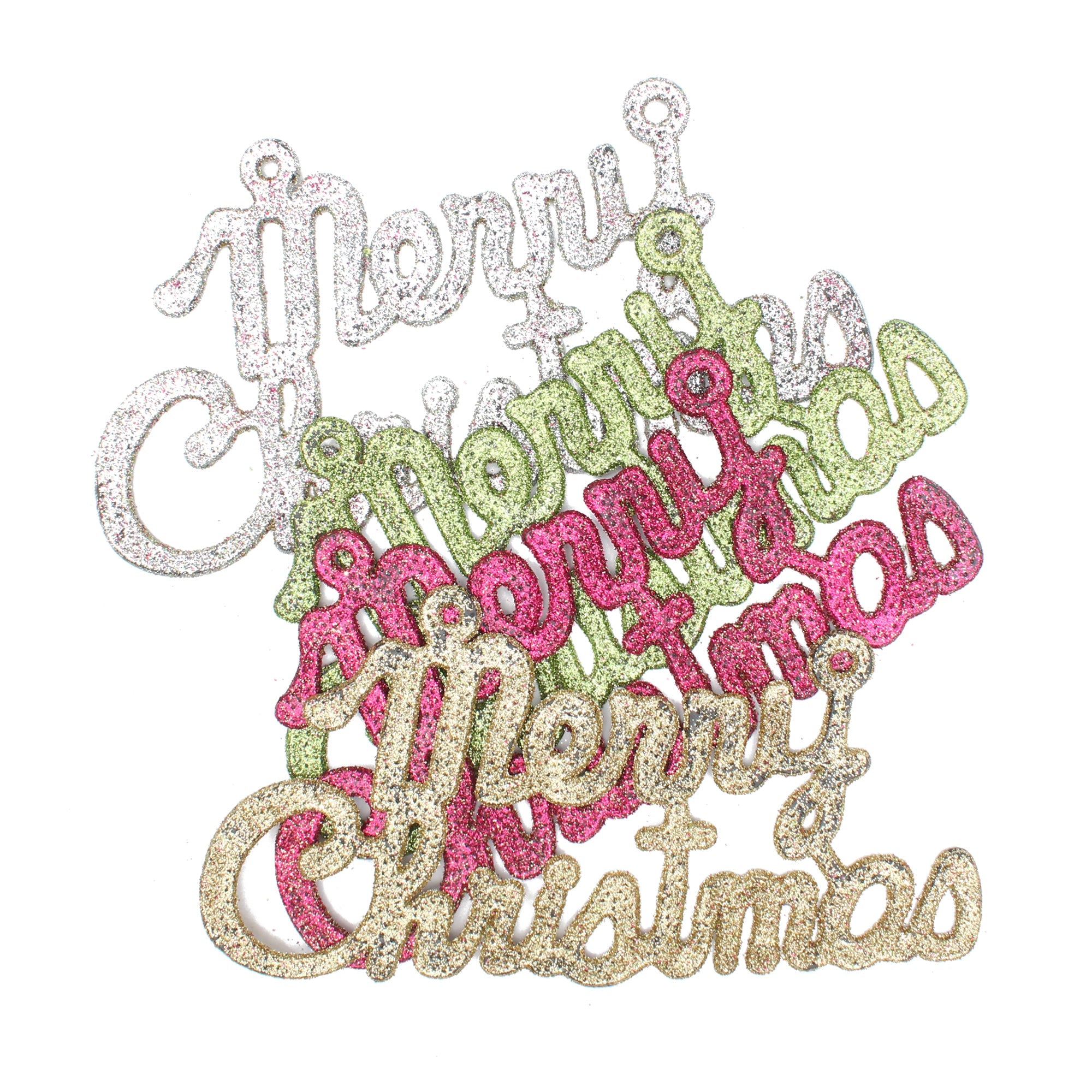 Merry Christmas Glitter Banner Large Asst Col 300Mm X 150Mm X 10Mm 4Pc