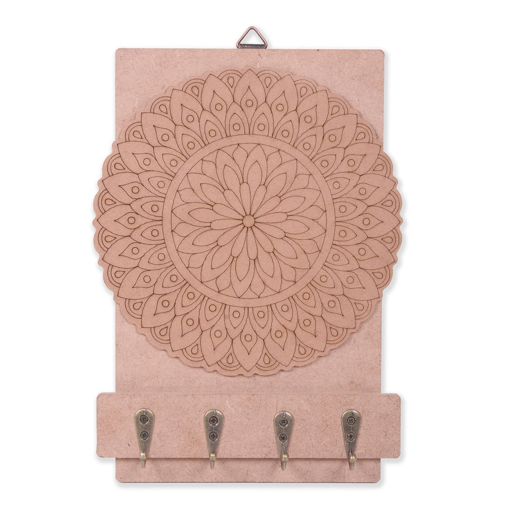 MDF Mandala Key Holder Approx 24.3 X 15Cm 2Mm Thick Mandala Approx 17.3Cm Dia 5.5Mm Thick 1Pc Lb