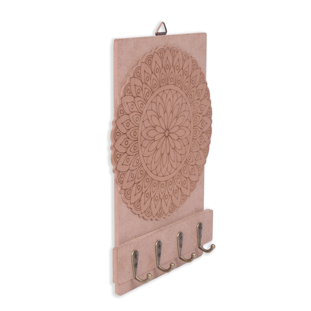 MDF Mandala Key Holder Approx 24.3 X 15Cm 2Mm Thick Mandala Approx 17.3Cm Dia 5.5Mm Thick 1Pc Lb
