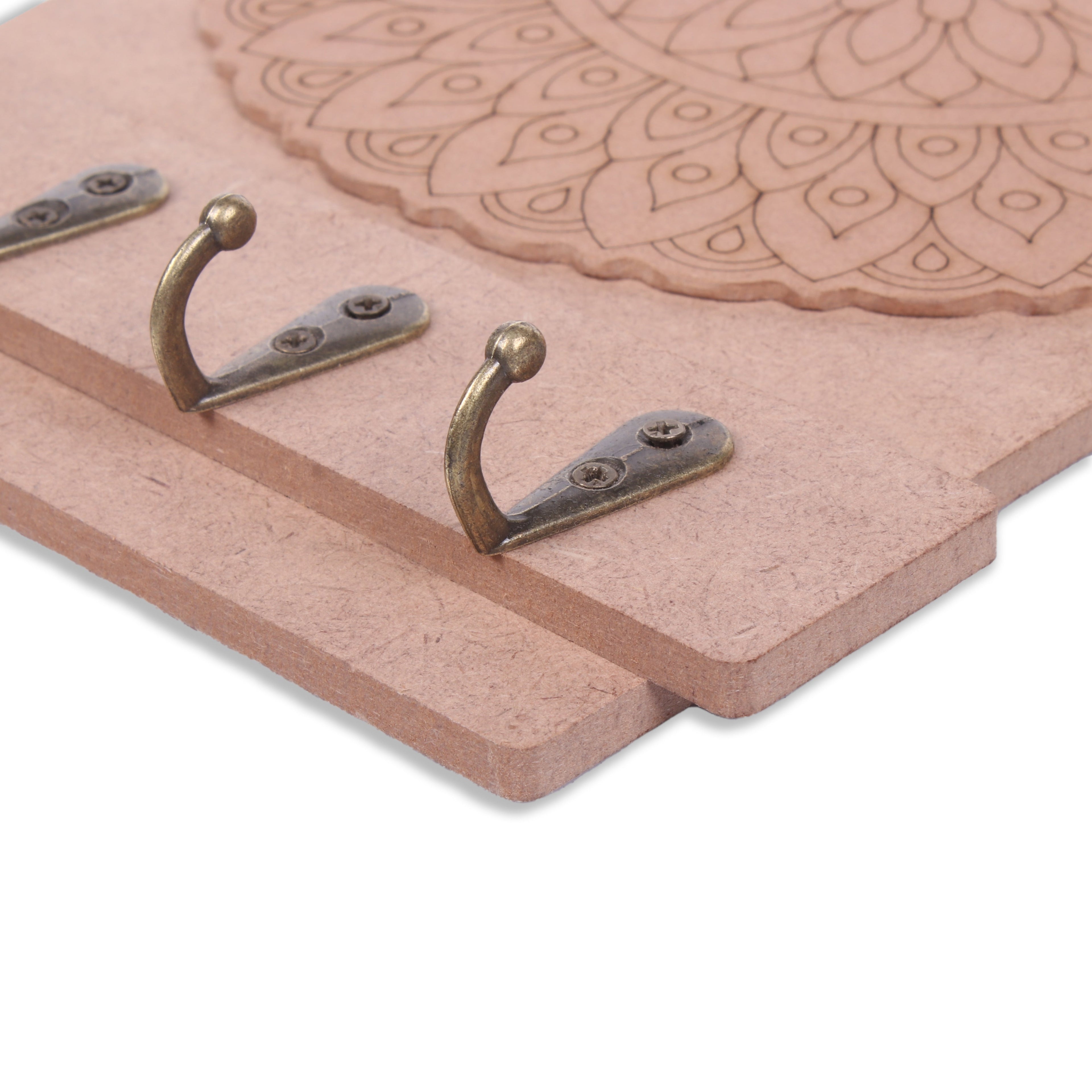 MDF Mandala Key Holder Approx 24.3 X 15Cm 2Mm Thick Mandala Approx 17.3Cm Dia 5.5Mm Thick 1Pc Lb