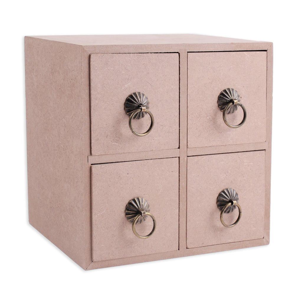 MDF Table Organizer Chest Of 4 Drawers Approx L15.3 X W15.3 X D15.2Cm 5.5Mm Thick 1Pc Lb