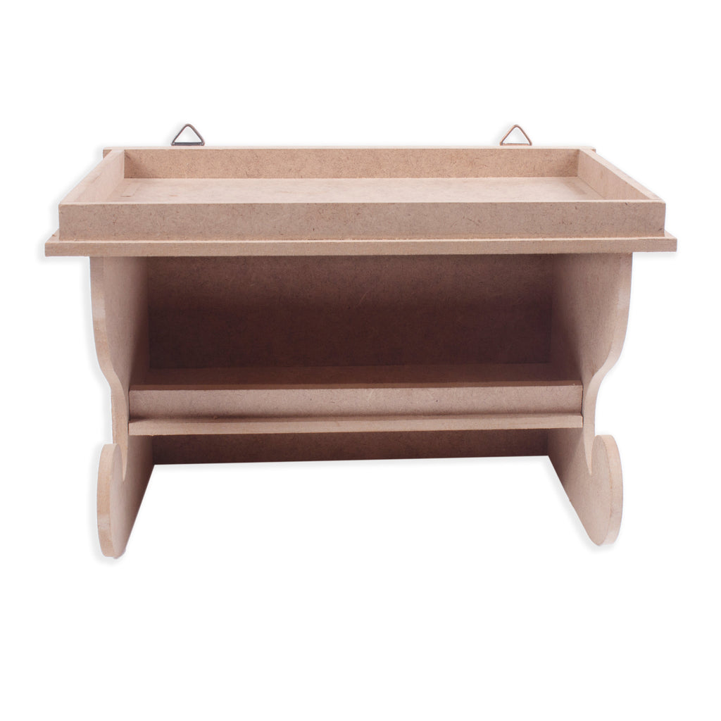 MDF 2 Tier Wall Hanging Shelf Approx L25.5 X W16.5 X D17.3Cm 5.5Mm Thick 1Pc Lb