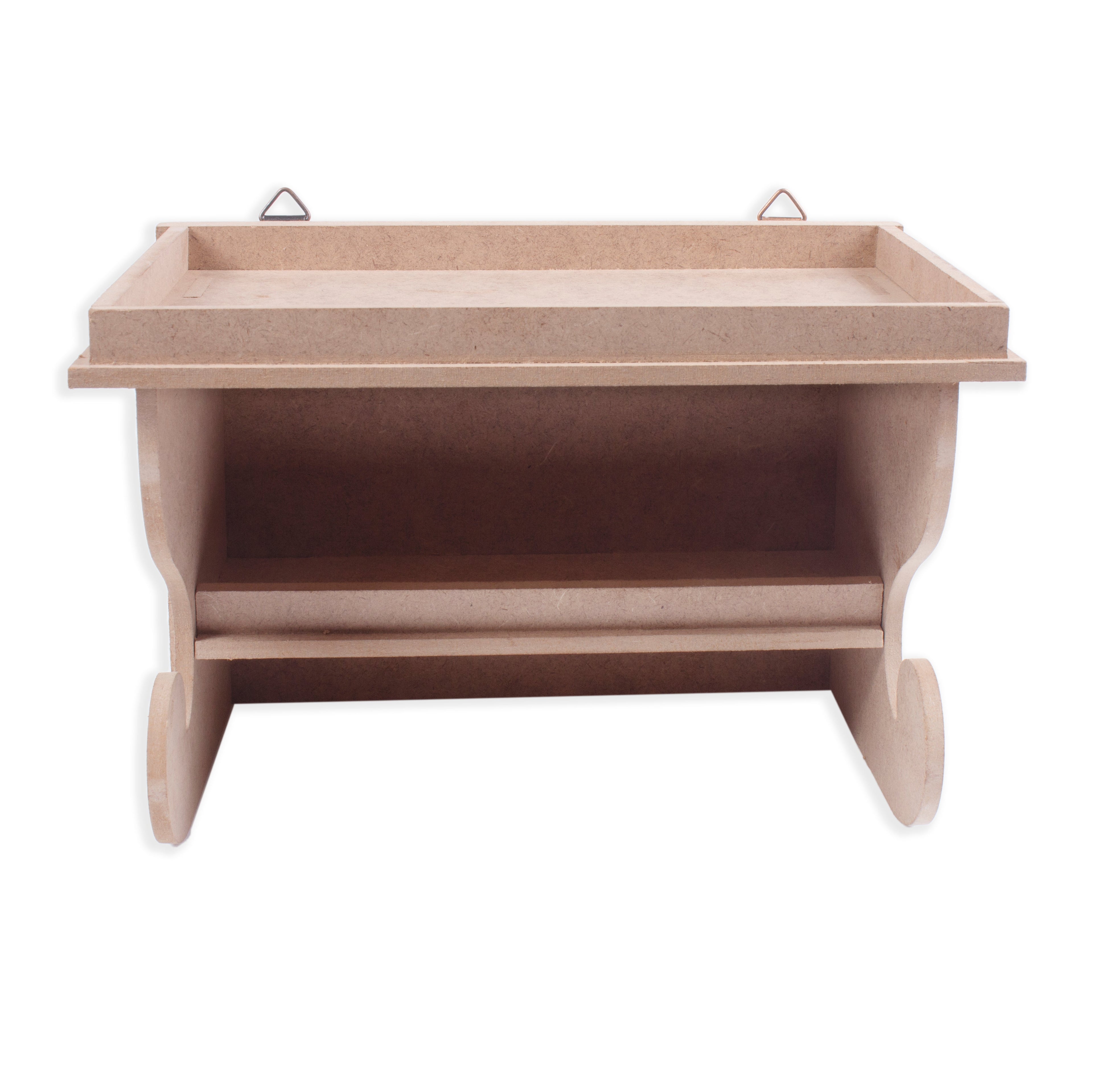 MDF 2 Tier Wall Hanging Shelf Approx L25.5 X W16.5 X D17.3Cm 5.5Mm Thick 1Pc Lb