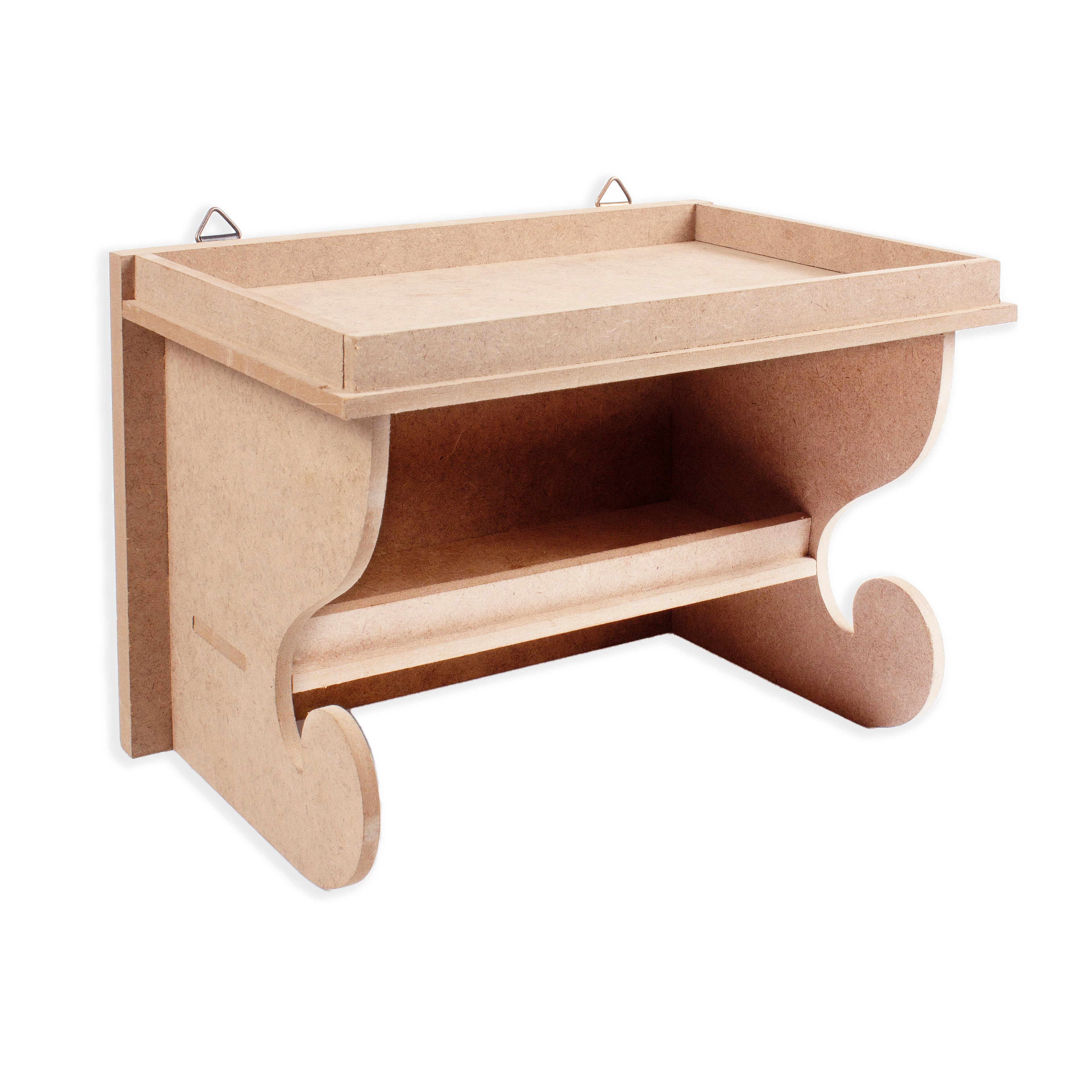 MDF 2 Tier Wall Hanging Shelf Approx L25.5 X W16.5 X D17.3Cm 5.5Mm Thick 1Pc Lb