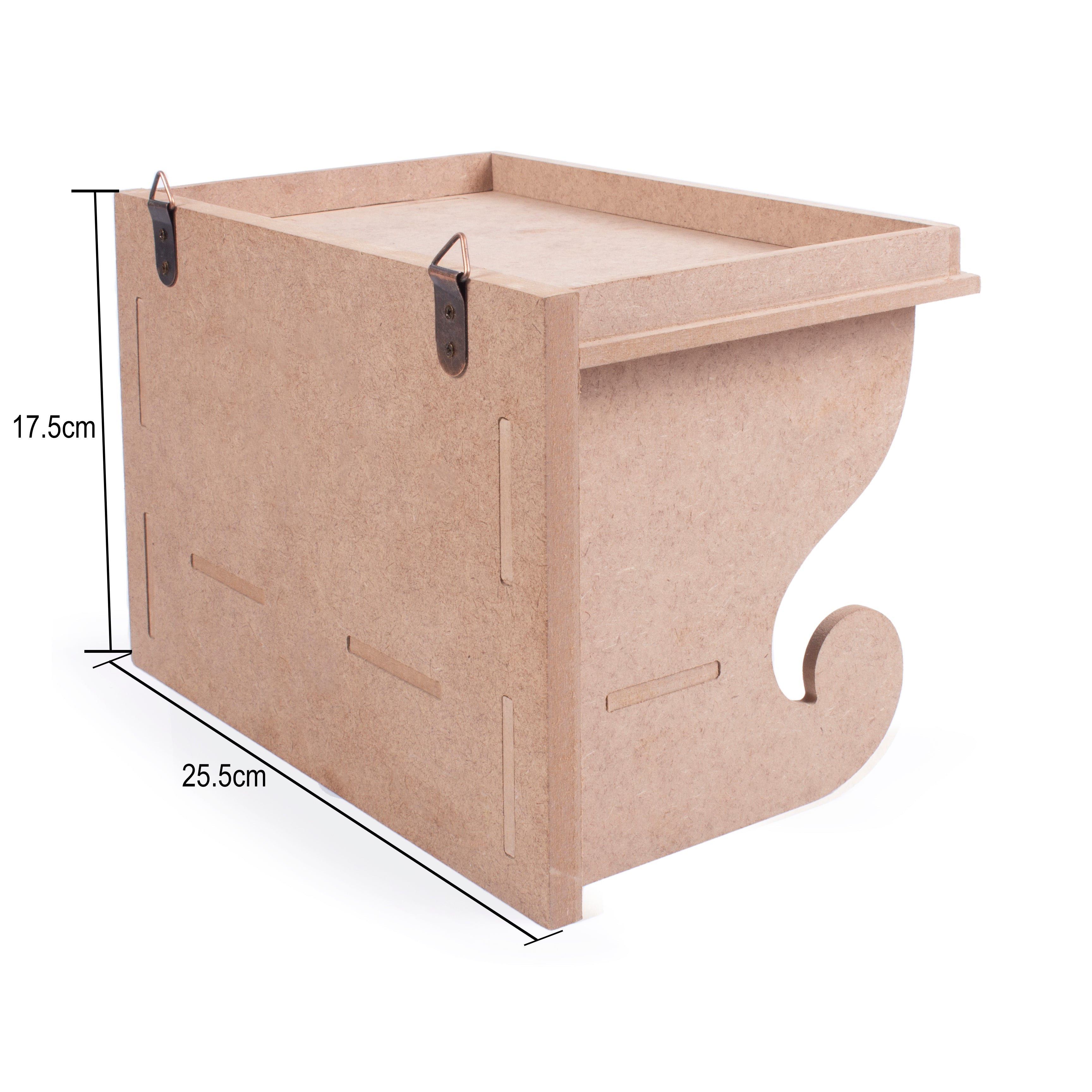 MDF 2 Tier Wall Hanging Shelf Approx L25.5 X W16.5 X D17.3Cm 5.5Mm Thick 1Pc Lb