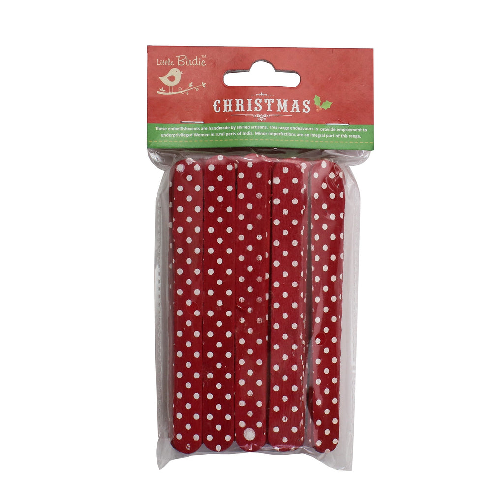 Ice Cream Stick - White Polka Dots, 4.5in, 40pc