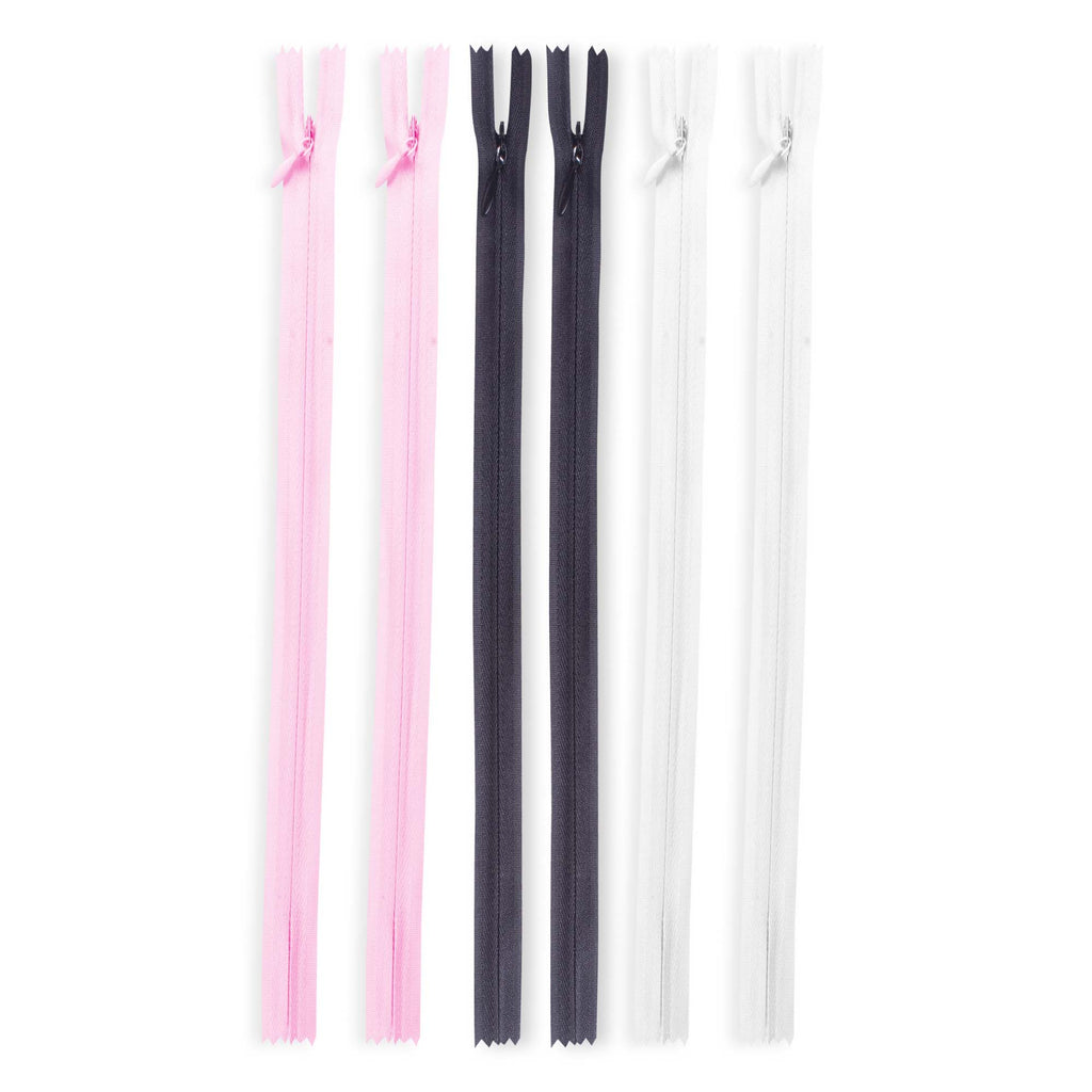 Zipper Black Pink White Each 2Pc 18 Inch 6Pc Pbhc Jy