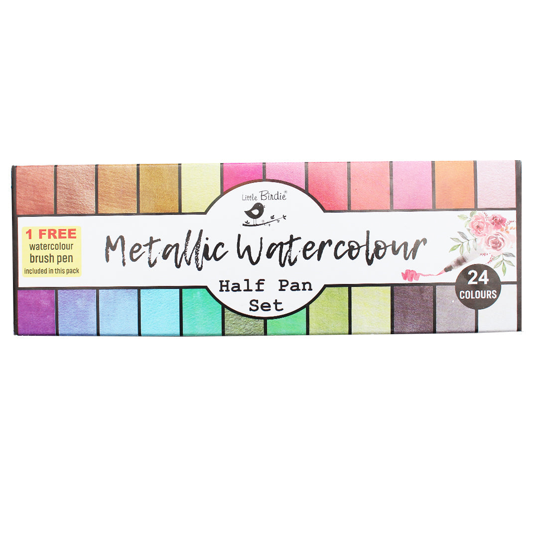 Little Birdie Metallic Watercolour Half Pan Set 24 shades