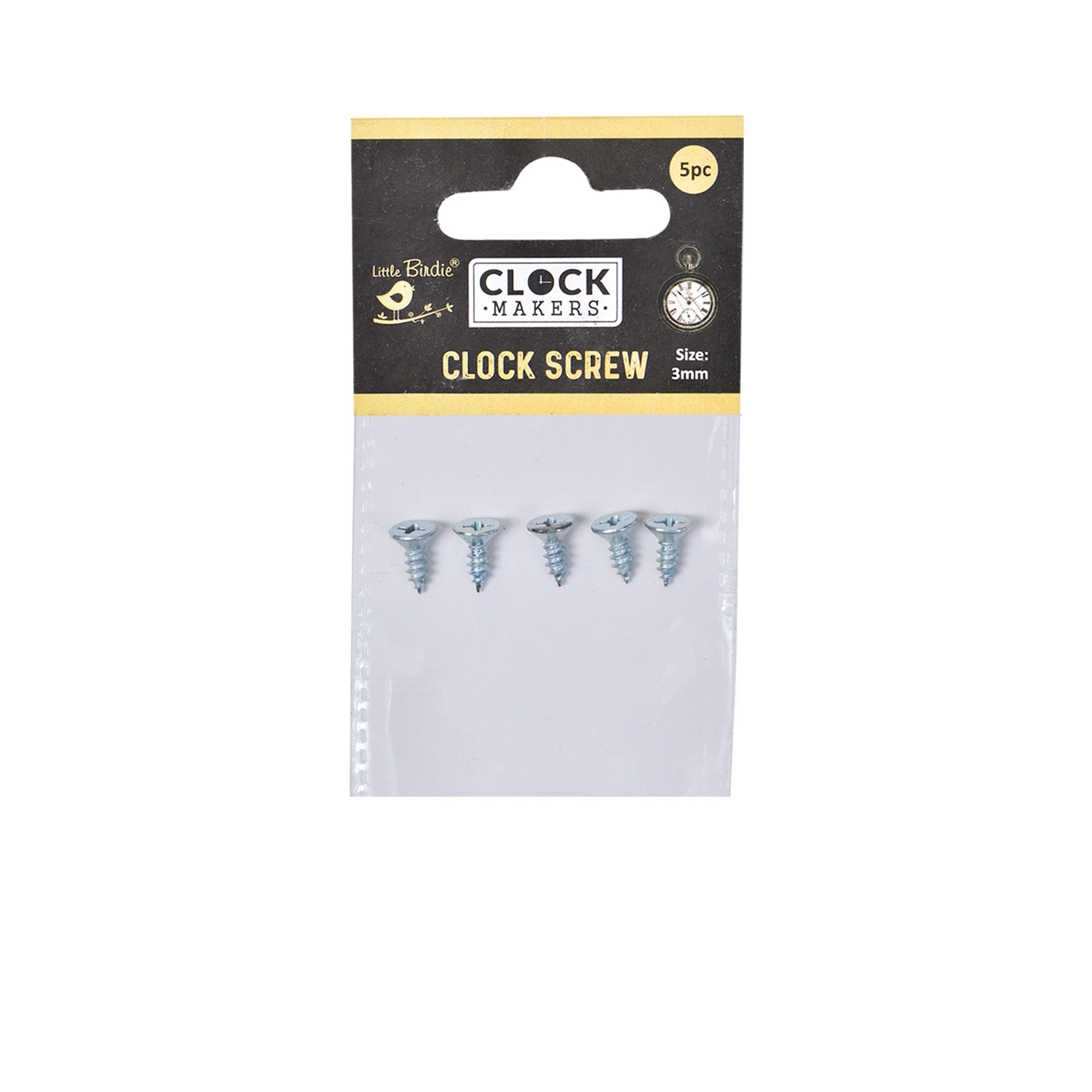 Clock Screw 3mm Thick 5pc