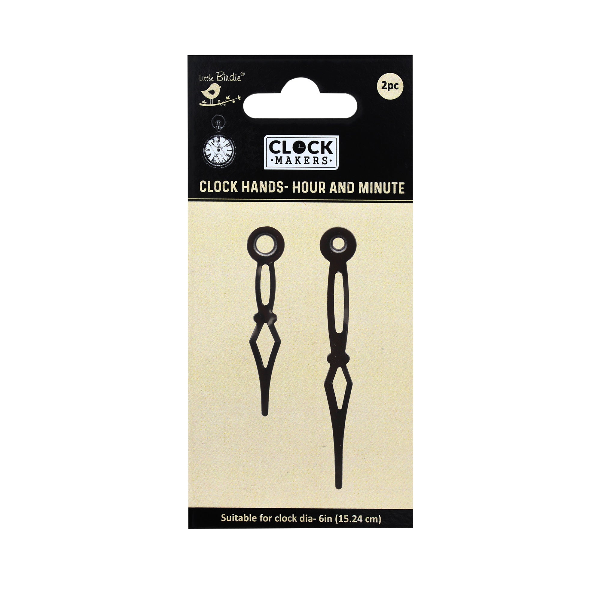 Clock Hands Hour And Minute Dimond Black Hour 5.7Cm; Minute 7.4Cm 2Pc Pbci Ib