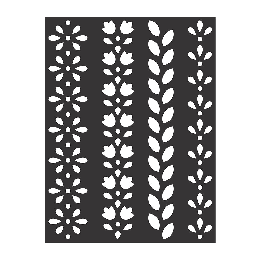 Stencil Floral Border 7.4 X 9.7Cm 1Pc Little Birdie