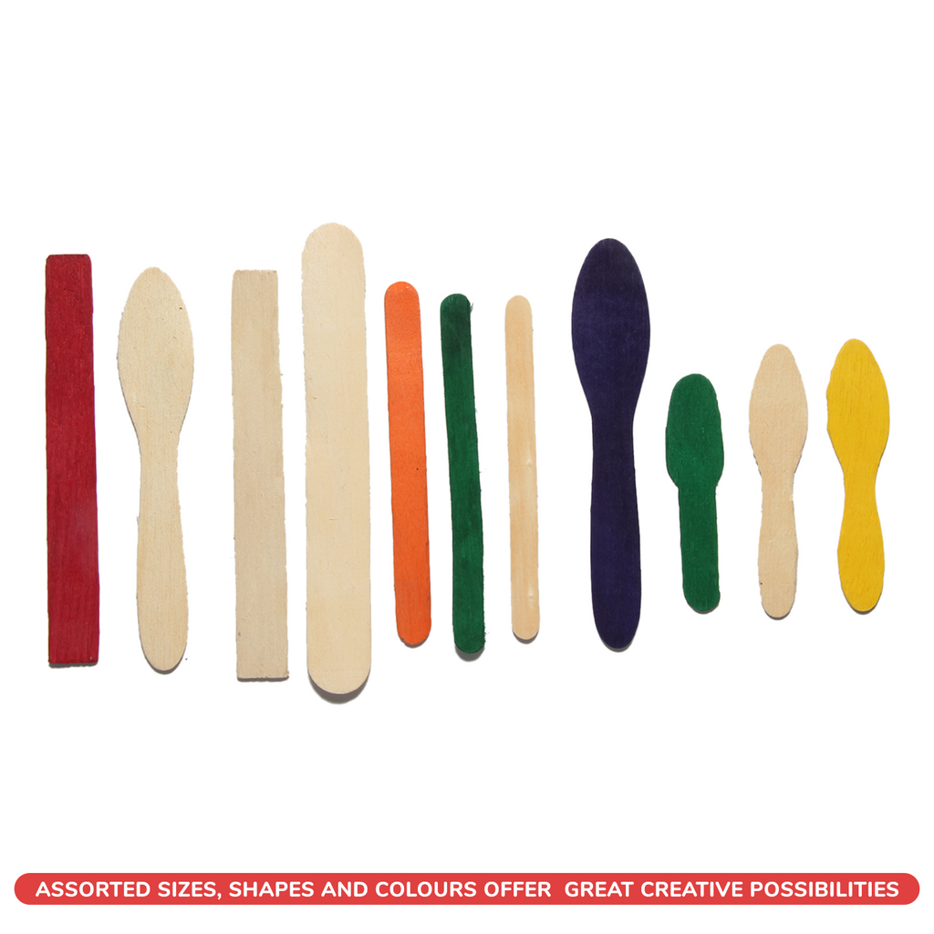 Ice Cream Sticks Assorted Size & Coloured - 300Grm