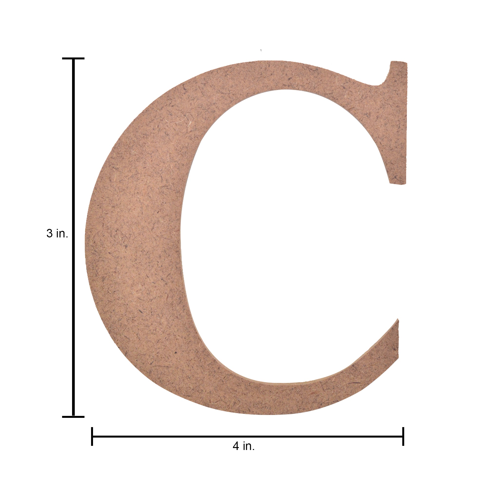 MDF Alphabet Upper Case C 3 X 4Inch 5.5Mm Thick 1Pc Lb