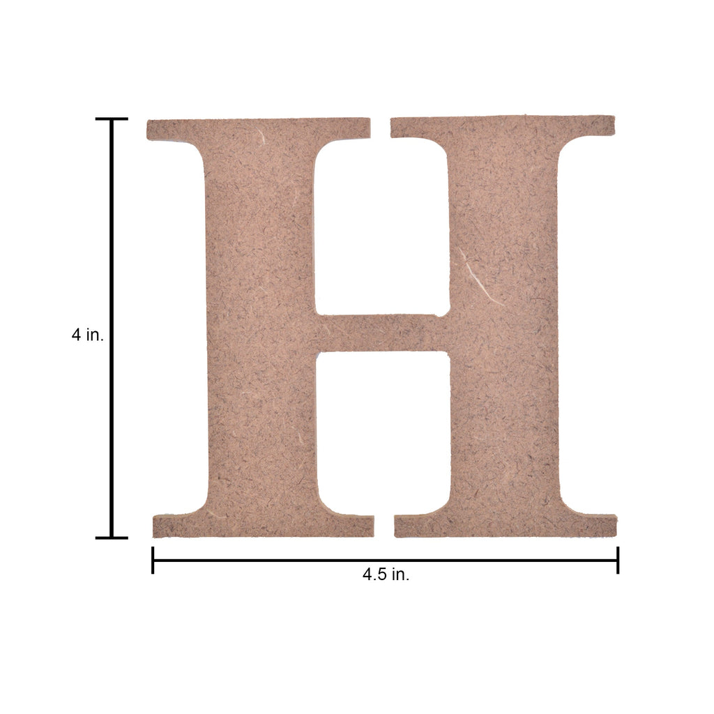 MDF Alphabet Upper Case H 4.5 X 4Inch 5.5Mm Thick 1Pc Lb