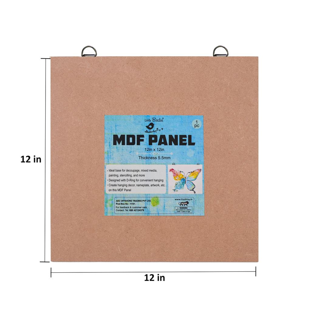 MDF Hanging Panel With D Ring 12 X 12Inch 5.5Mm Thick 1Pc Sw Lb